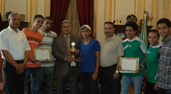 President of Cairo University Receives Cairo University Rowing Club Team Which Won Bronze Republic Championship for Rowing at Alexandria