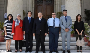 Cairo University President Meets Vice-President of Renmin University of China to Discuss Means of Cooperation of Belt and Road Initiative with Ain Shams University President Attending