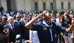Higher Education Minister and Cairo University President Inspect Regular Study and Education Progress at Faculties, Witness Flag Salute at Campus